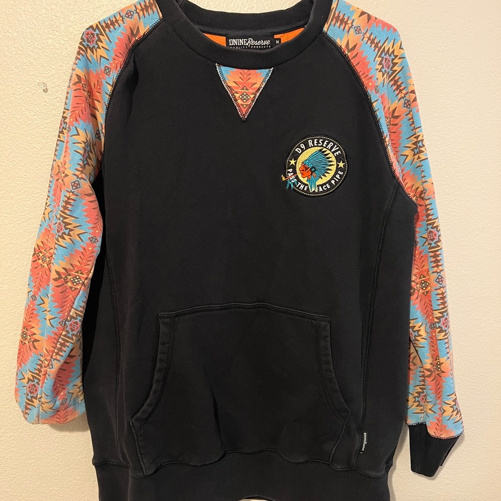DNINE Reserve Mens Aztec Print "Pass The Peace Pipe" Pullover Sweatshirt Size M